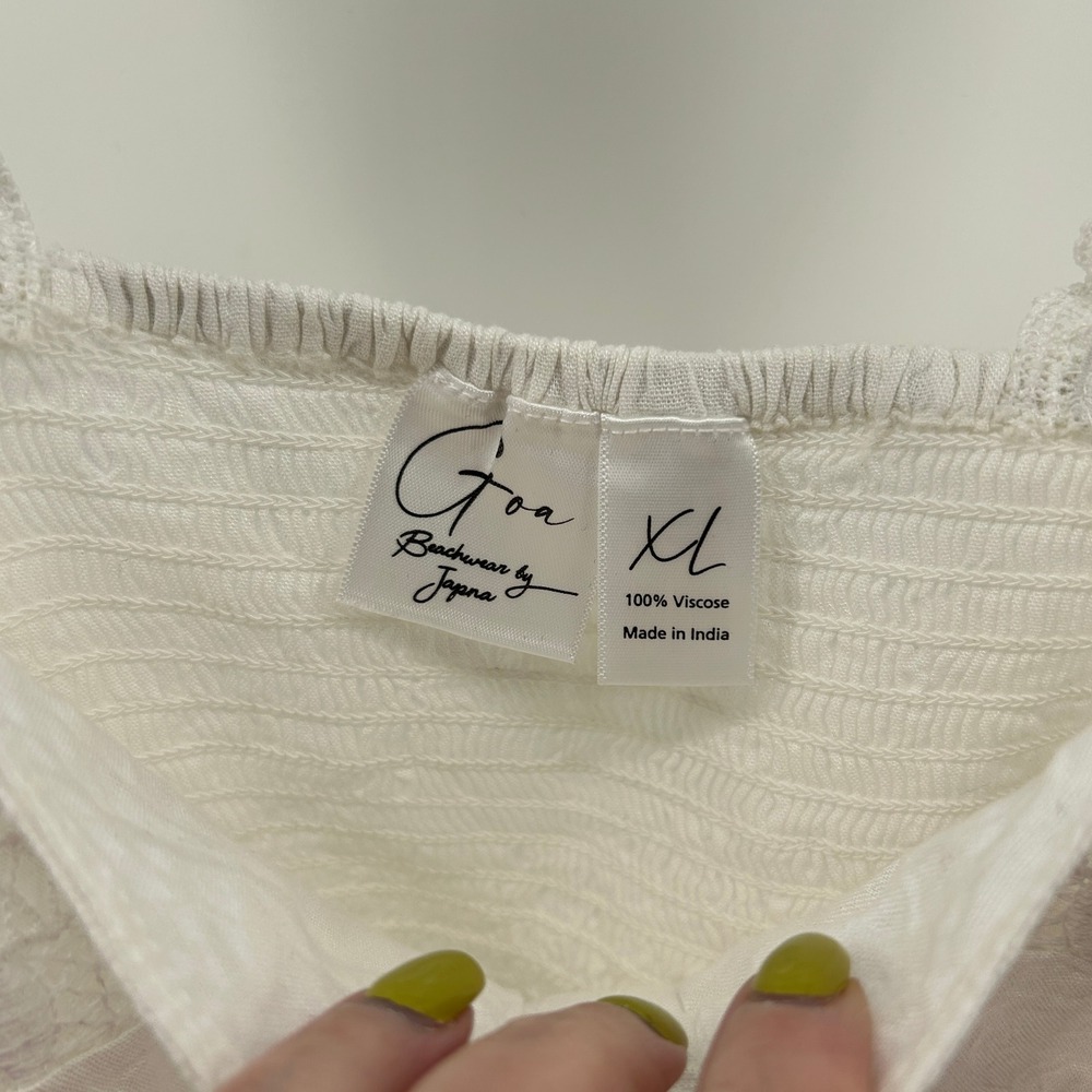 Goa Beachwear by Japna White Lace Crochet Crop Top XL NWT Boho Festival Coastal - Picture 6 of 12